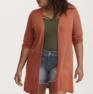 Torrid Sz 5 POINTELLE KNIT OPEN FRONT CARDIGAN